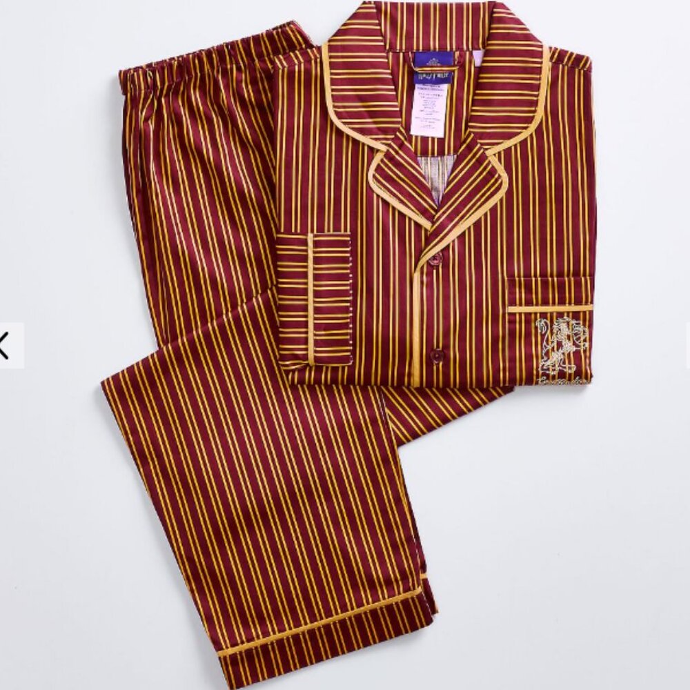 Pottery Barn Teen Burgundy and Yellow Striped Pajama Set